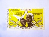 Rar! Congo bilet aUNC de 21 Francs Loteria Colonială Congo-ul Belgian ediția specială de Crăciun 1958,produsul din imagini
