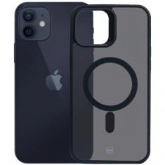 Husa MagSafe pentru Apple iPhone 12 / 12 Pro, 3MK, Smoke MagCase, Neagra foto