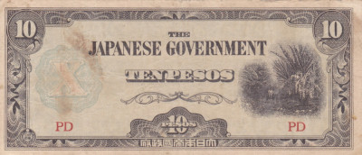 OCUPATIA JAPONEZA IN FILIPINE 10 pesos 1942 VF!!! foto