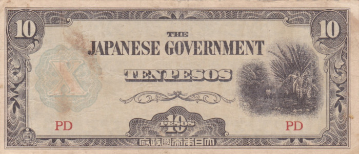 OCUPATIA JAPONEZA IN FILIPINE 10 pesos 1942 VF!!!