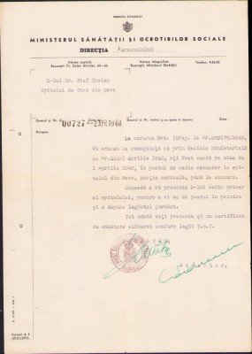 HST A2192 Numire &amp;icirc;n post medic la Deva 1940 foto
