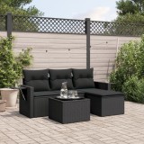 Cumpara ieftin Gossi set mobilier de gradina cu perne, 4 piese, negru, poliratan