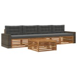 vidaXL Set de canapele de exterior cu pernă 5 pcs Natural și Antracit 3383010