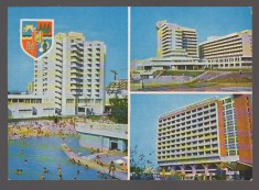 CPIB 24065 CARTE POSTALA - BAILE FELIX. HOTELURILE: BELVEDERE, CRISANA SI POIENITA, NECIRCULATA, 1987, STEMA