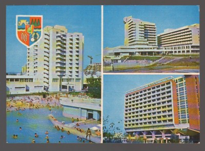 CPIB 24065 CARTE POSTALA - BAILE FELIX. HOTELURILE: BELVEDERE, CRISANA SI POIENITA, NECIRCULATA, 1987, STEMA foto