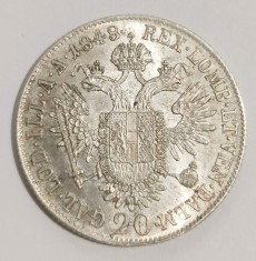 AUSTRIA 20 KREUZER 1848 A FERDINAND I ARGINT LUCIU DE MONETARIE AUNC UNC