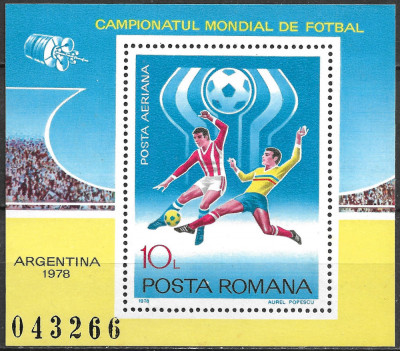 ROM&amp;Acirc;NIA 1978 - LP 955 - CAMPIONATUL MONDIAL DE FOTBAL DIN ARGENTINA - COLIȚĂ MNH foto
