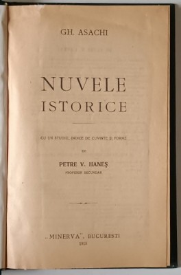 NUVELE ISTORICE de GH. ASACHI , 1915 foto