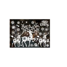 Autocolant pentru fereastra cu motiv Craciun Yisscen, 50 x 70 cm, alb, negru