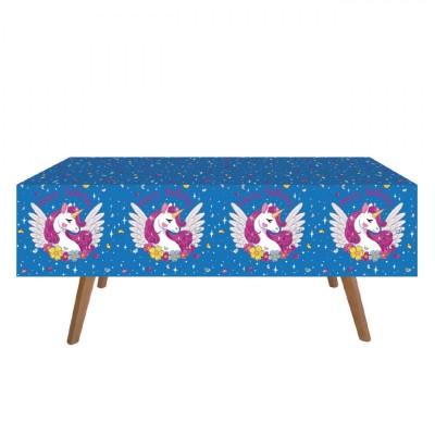 Față de Masă Unicorn, Plastic, Dimensiuni 180x120 cm, Multicolor foto