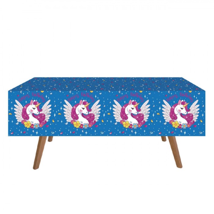Față de Masă Unicorn, Plastic, Dimensiuni 180x120 cm, Multicolor