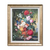 Tablou celebru pictat manual inramat, Aranjament floral, 65x55cm ulei pe panza, reproducere Rachel Ruysch, Magnific