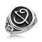Inel din oțel chiurgical - sigiliu negru cu simbol, ornamente pe brațe - Marime inel: 64