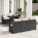 Set Canapea Grădină vidaXL cu Pernă Negru Ratan Poly, Canapea Grădină vidaXL pentru 2 Persoane Negru Ratan Poly