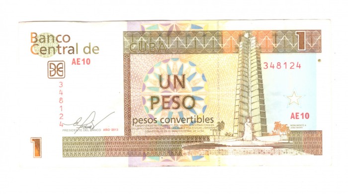 Banconta Cuba 1 peso convertibles 2013, stare buna