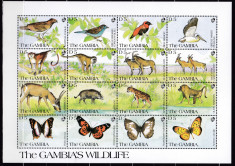 DB1 Fauna Gambia Fauna Africana Pasari Elefanti Fluturi 3 MS + SS MNH 3 img foto