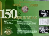 GERMANIA - FDC + MONEDA PROOF - 10 EURO 2008 F, 150 ANI NASTEREA LUI MAX PLANCK, Europa, Argint