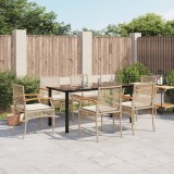 VidaXL Set de masă pentru grădină, 7 piese, cu perne, bej, poliratan 3213635