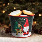 Decoratiune de Craciun - ghiveci metalic, galeata - Spiridus - 13 x 11 c