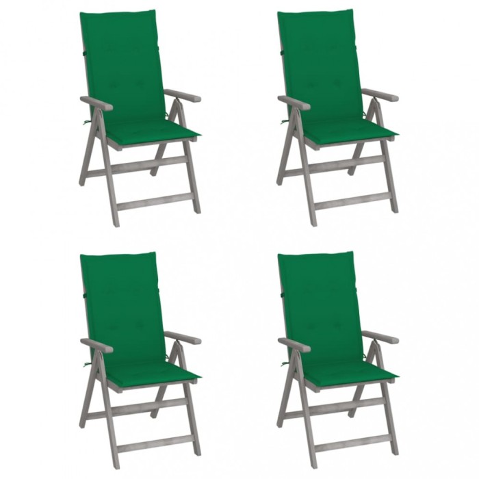 vidaXL Scaune grădină rabatabile cu perne, 4 buc., lemn masiv acacia 3065382
