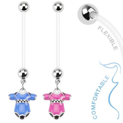 Piercing pentru buric realizat din bioflex pentru femei &amp;icirc;nsărcinate, body colorat de bebeluș - Culoare Piercing: Roz foto