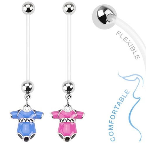 Piercing pentru buric realizat din bioflex pentru femei &icirc;nsărcinate, body colorat de bebeluș - Culoare Piercing: Roz