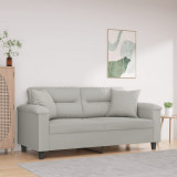 Canapea cu 2 locuri, cu perne, gri deschis, 140 cm, microfibra GartenMobel Dekor, vidaXL