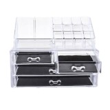 Cumpara ieftin Suport Organizator Transparent FOXMAG24 pentru Cosmetice si Bijuterii, 16 Compartimente, 4 Sertare, Alb