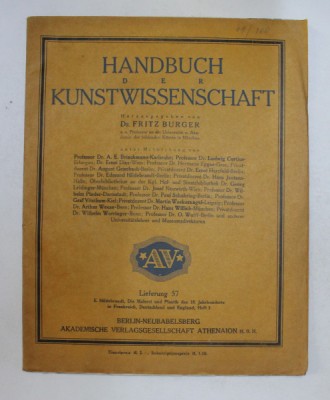 HANDBUCH DER KUNSTWISSENSCHAFT von FRITZ BURGER , LIEFERUNG 57 , INCEPUT DE SECOL XX foto