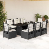 Set mobilier de gradina cu perne, 9 piese, negru, poliratan GartenMobel Dekor, vidaXL