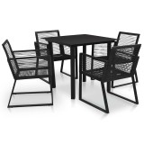 Cumpara ieftin Set mobilier de exterior, 5 piese, negru, ratan PVC