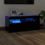 VidaXL Comodă TV cu lumini LED, negru, 90x35x40 cm