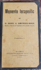 DUMITRESCU-MANUK - MEMENTO TERAPEUTIC (PARTEA I) - 1928 foto