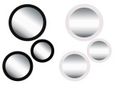 Cumpara ieftin Set 6 oglinzi perete rama plastic alb negru 17,5 cm, 22,5 cm, 28 cm