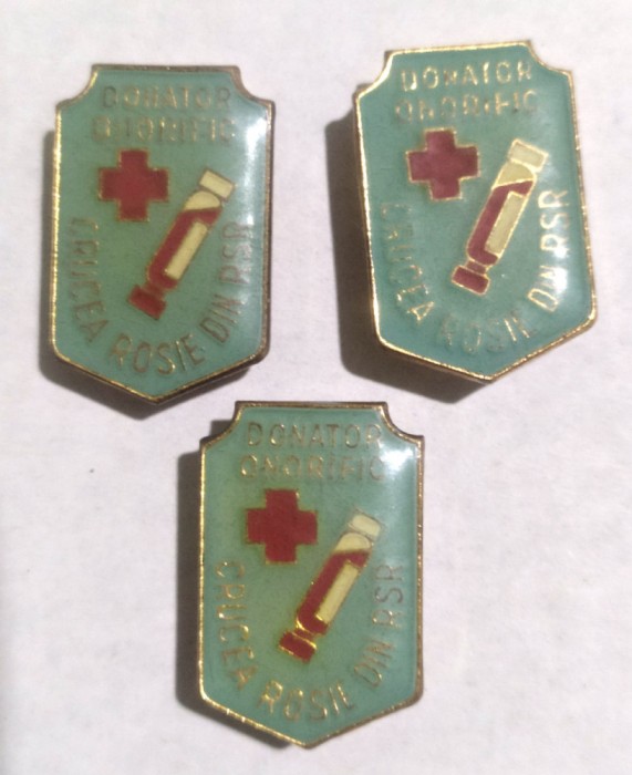 SET 3 INSIGNE DONATOR ONORIFIC RSR INSIGNA MEDICINA
