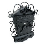 Cutie postala, cu loc pentru ziar oblic, elemente forjate, negru, format B5, 38x12.5x51.5 cm, Damech GartenVIP DiyLine