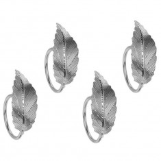 Set 4 inele pentru servetele Leaf V3, 4.5 x 3 cm, metal, argintiu