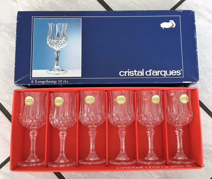Set pahare - Longchamp - Cristal- 6 persoane - cutie originală - Noi !