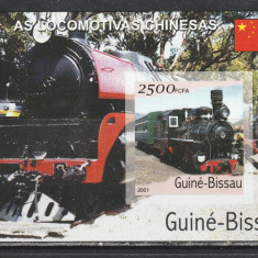 Guinea Bissau 2001 - Locomotive din China NEDANTELATA S/S 1v MNH