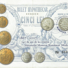 Romania, LP 1783/2007, 140 ani Sistemul Monetar Romanesc, colita dantelata, MNH