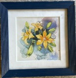 Acuarelă , 24 x 24 cm, cu rama, sticla si paspartu / foarte decorativa