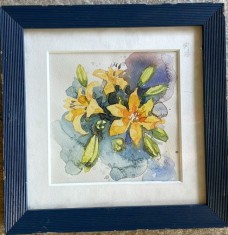 Acuarelă , 24 x 24 cm, cu rama, sticla si paspartu / foarte decorativa