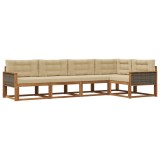vidaXL Set de canapele de exterior cu pernă 5 pcs Natural și Bej 3382561