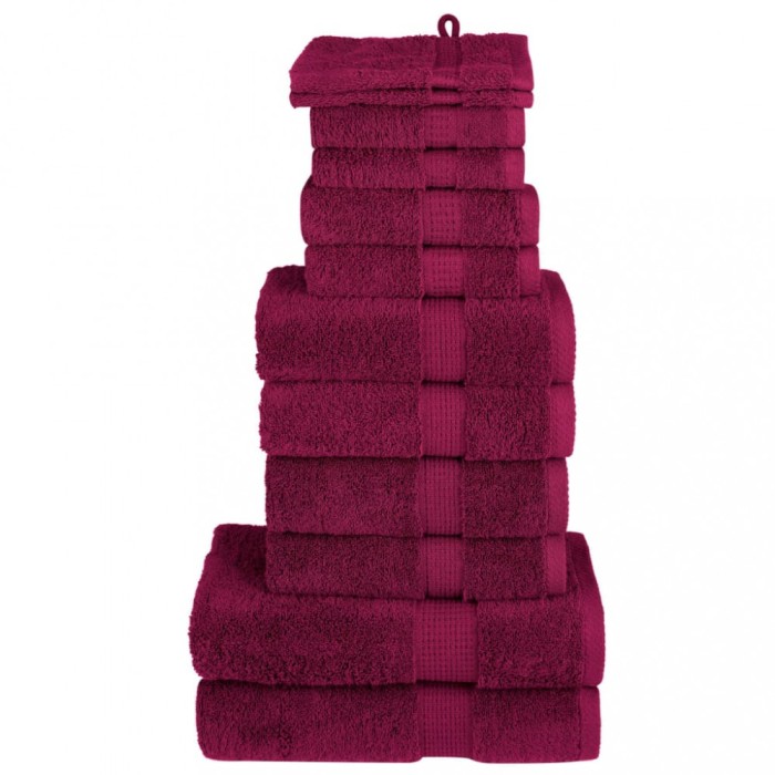 Set de prosoape premium SOLUND, 12 piese, bordo, 600 g/m&sup2;