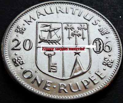 Moneda exotica 1 RUPIE - MAURITIUS, anul 2016 *cod 4165 A = AUNC + EROARE foto
