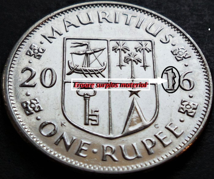 Moneda exotica 1 RUPIE - MAURITIUS, anul 2016 *cod 4165 A = AUNC + EROARE