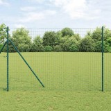 VidaXL Gard Euro cu 7 st&acirc;lpi, 1.5x10 m, din oțel zincat verde.