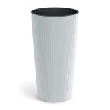 Ghiveci decorativ de flori, rotund, inalt, alb, 20x38.5 cm, Lamia Slim