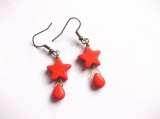 Cercei stelute howlite portocaliu 31792, Cercei fashion