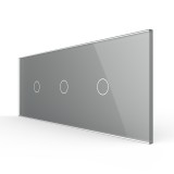 Cumpara ieftin Intrerupator touch triplu Livolo cu rama din sticla gri, standard italian 6M